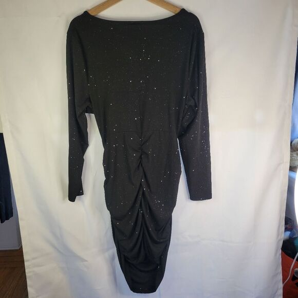 Black Sparkley Ribbed Fabric Cut-Out Dress - Picture 8 of 10